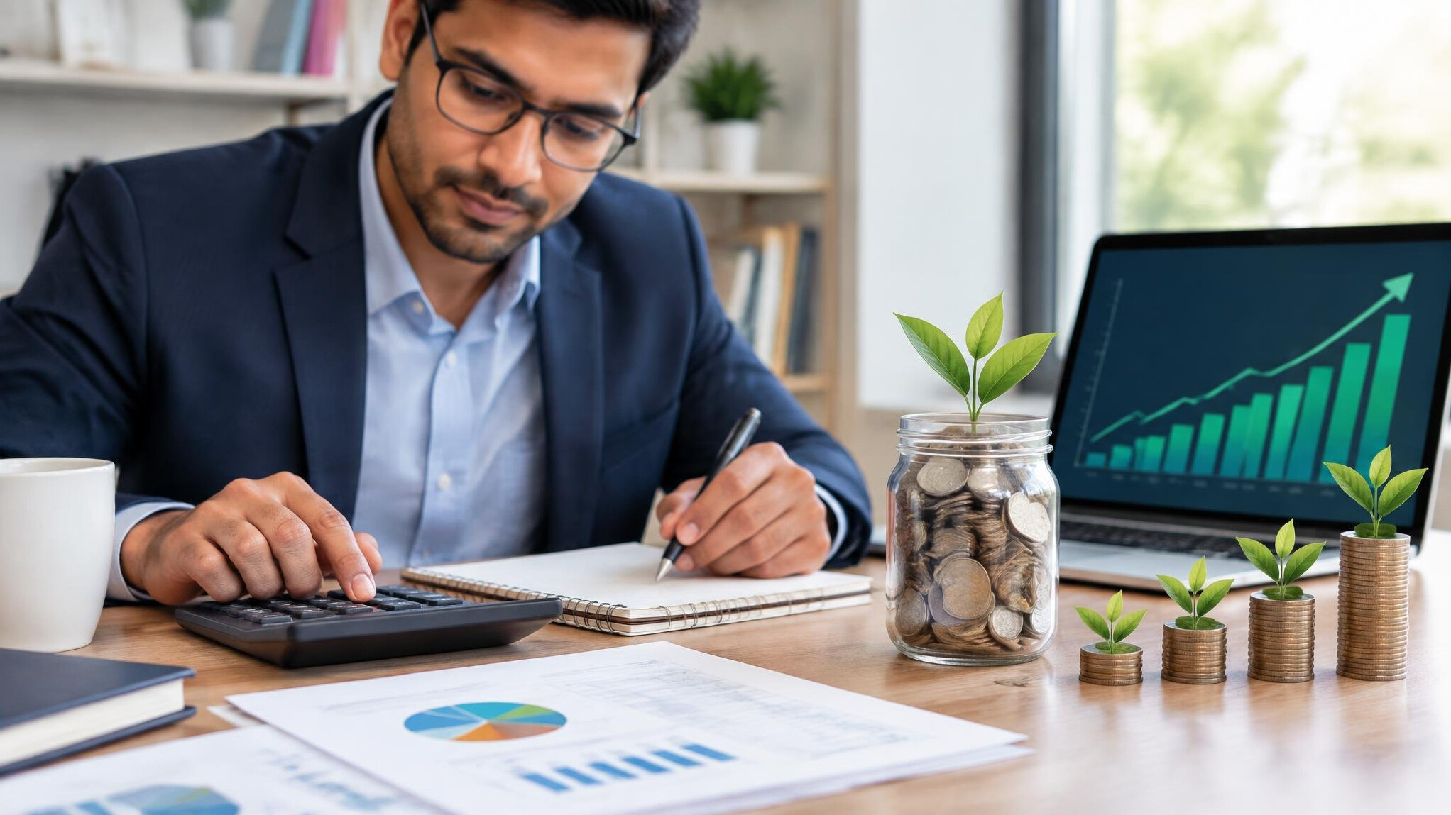 financial expert calculating savings