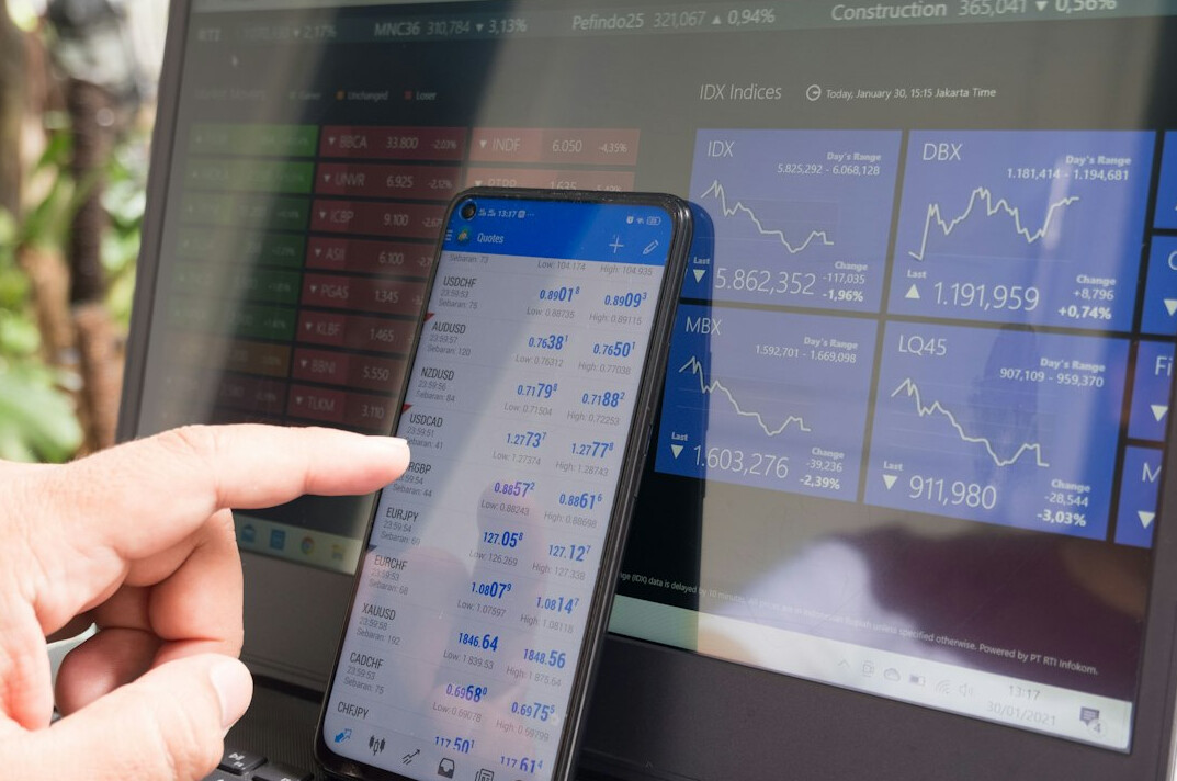stock market chart on screen